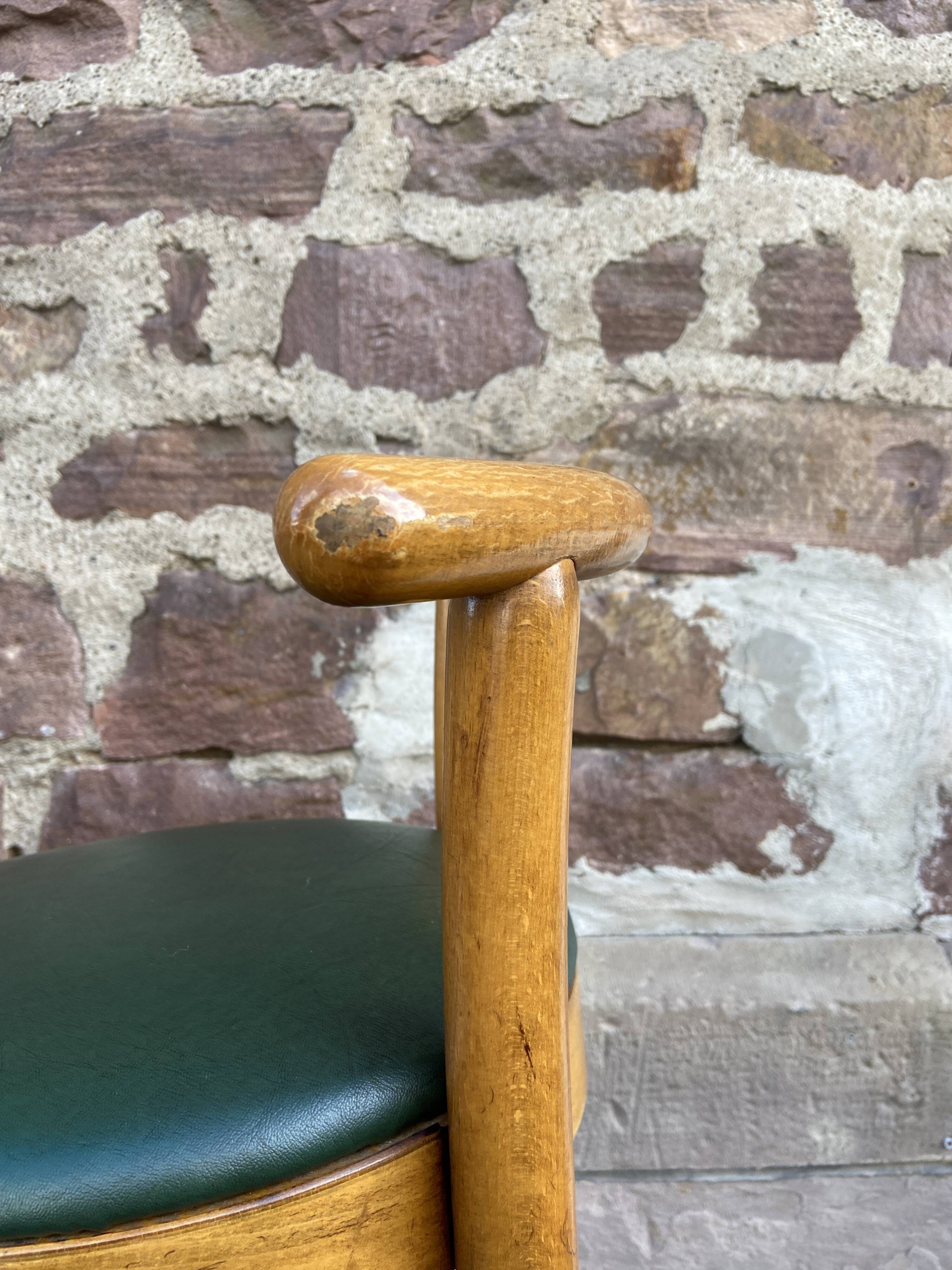 Paire de tabourets de bar bois courbé 1960