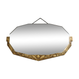 Golden Art Deco beveled mirror 65x38cm