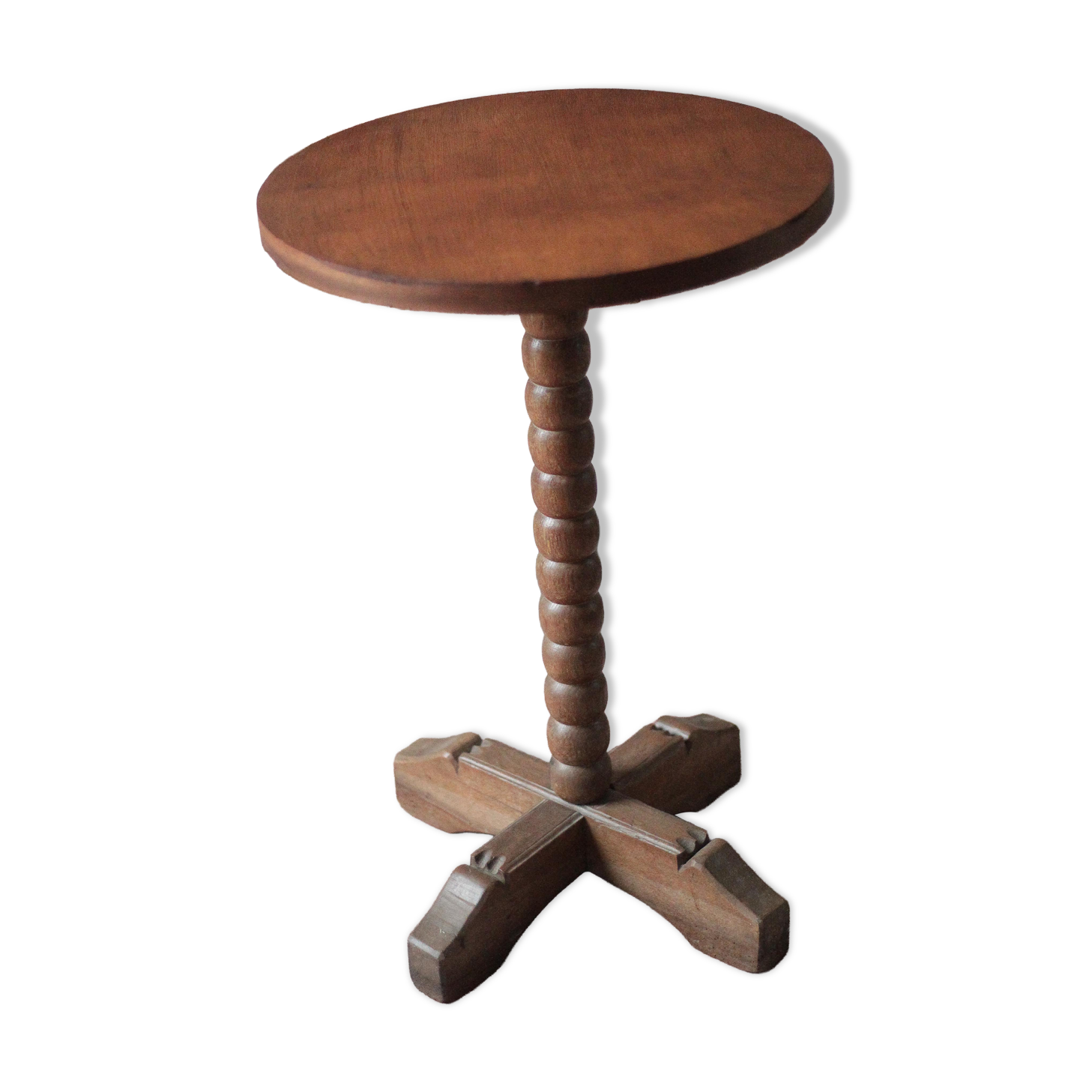 Table d'appoint, guéridon en bois, pied perlé