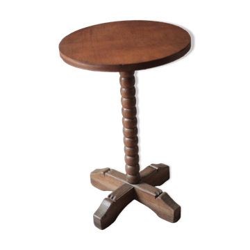 Table d'appoint, guéridon en bois, pied perlé