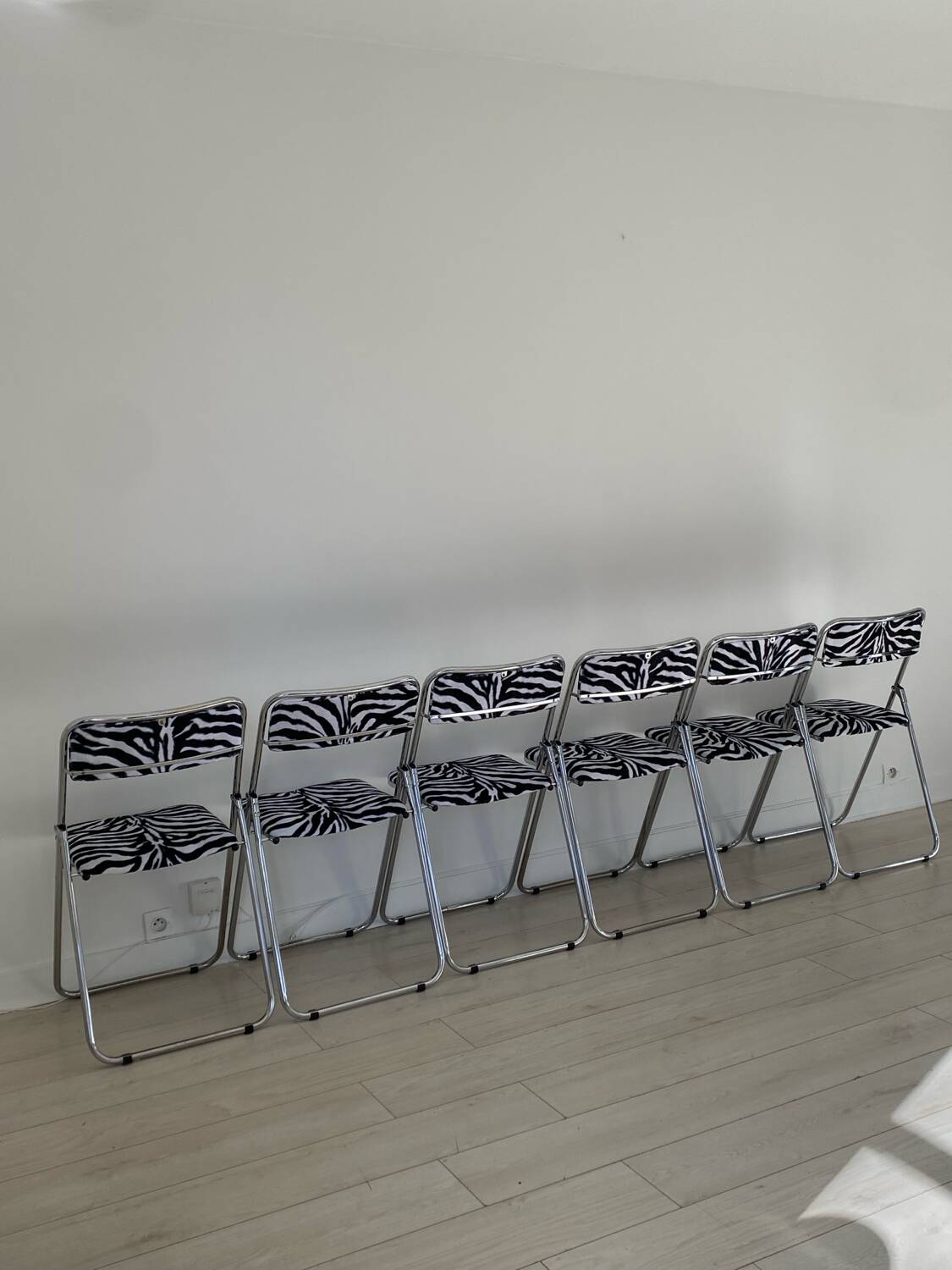 6 chaises pliante vintage 1970  zèbre
