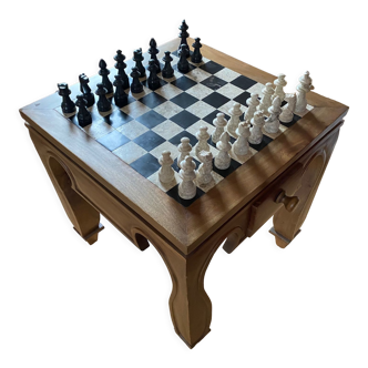 Clear teak chess table