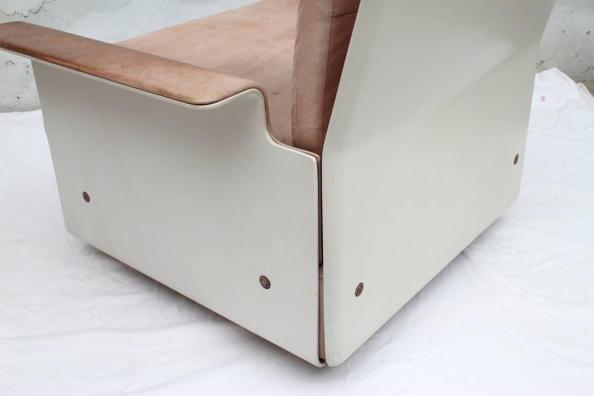 1960s chair leather brown, Dieter Rams