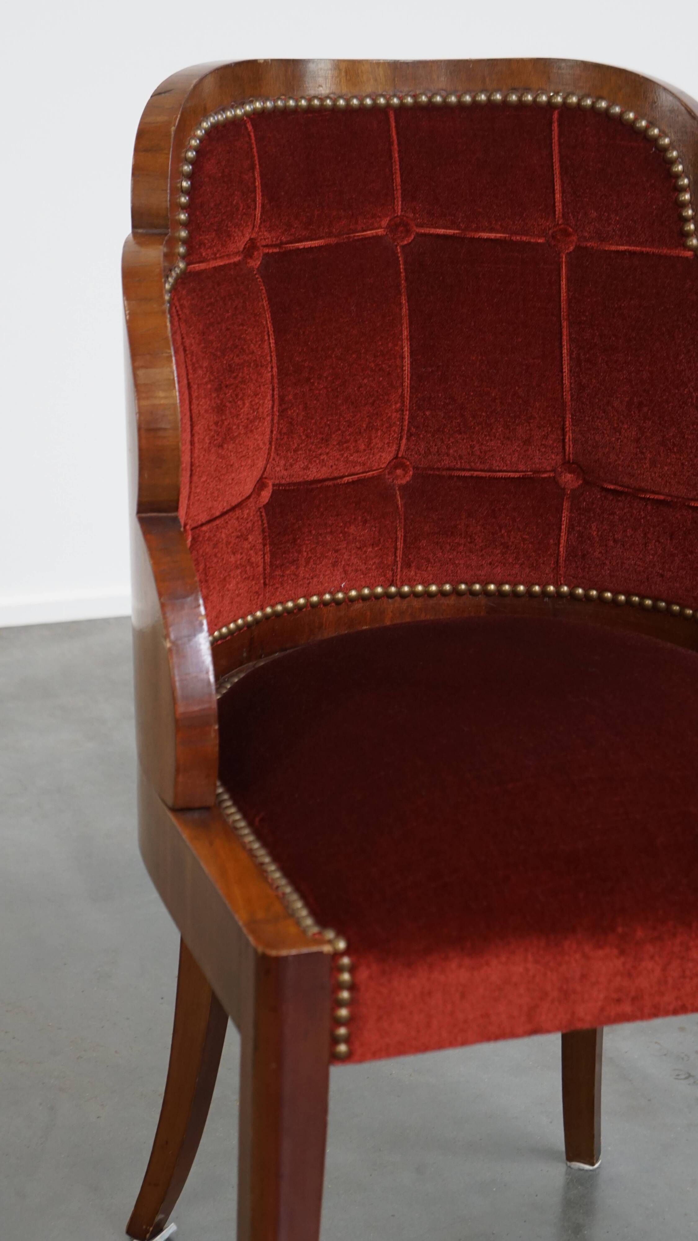 Art Deco “clouds” dining room/side chair with luxurious red upholstery