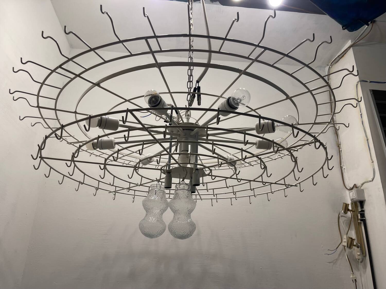 Extra Large Murano Glass Bubble Chandelier / Flushmount, Italy, 1980s