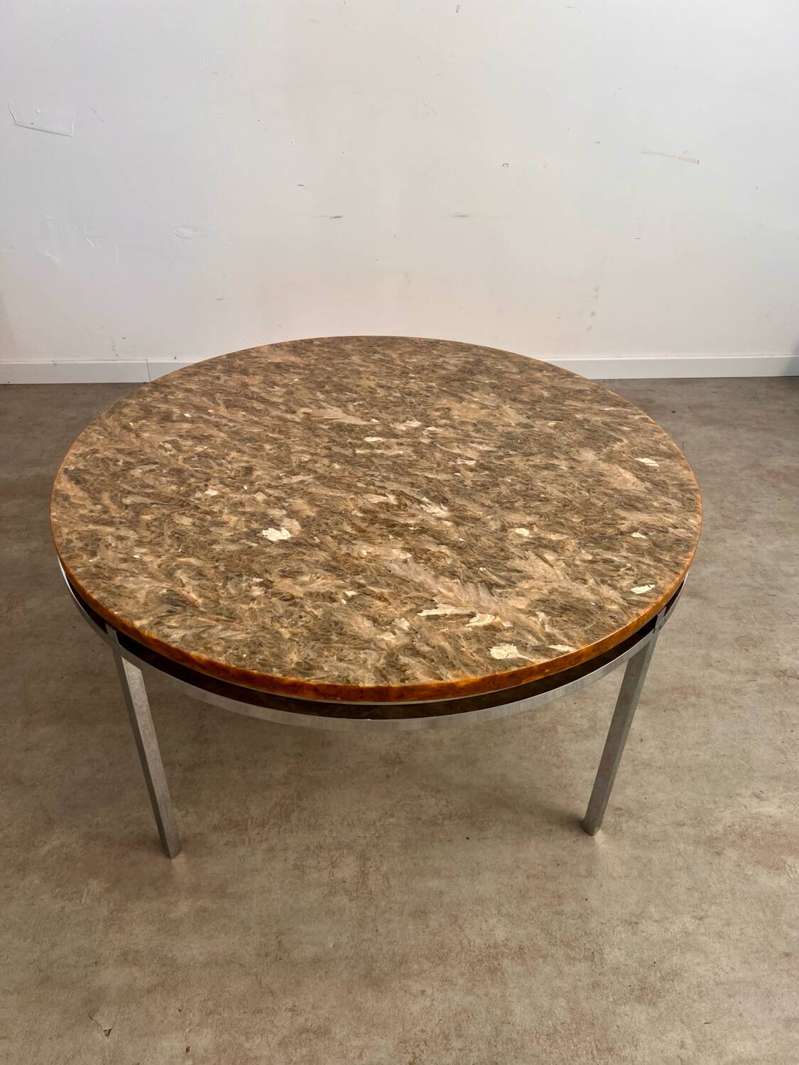 Old Italian design marble effect resin coffee table from the 70s