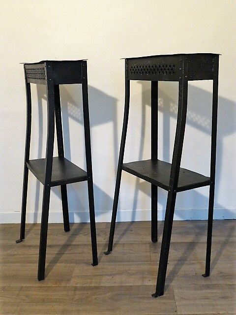 Pair of vintage metal consoles 1950