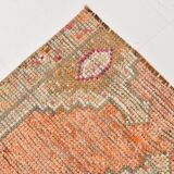 Pink & Orange Oriental Pattern Turkish Runner Rug, 90x306Cm