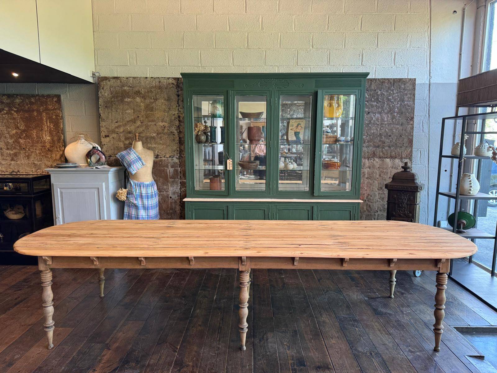 Large raw wood dining table