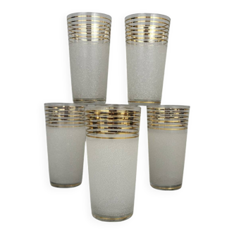 6 frosted water/orangeade glasses