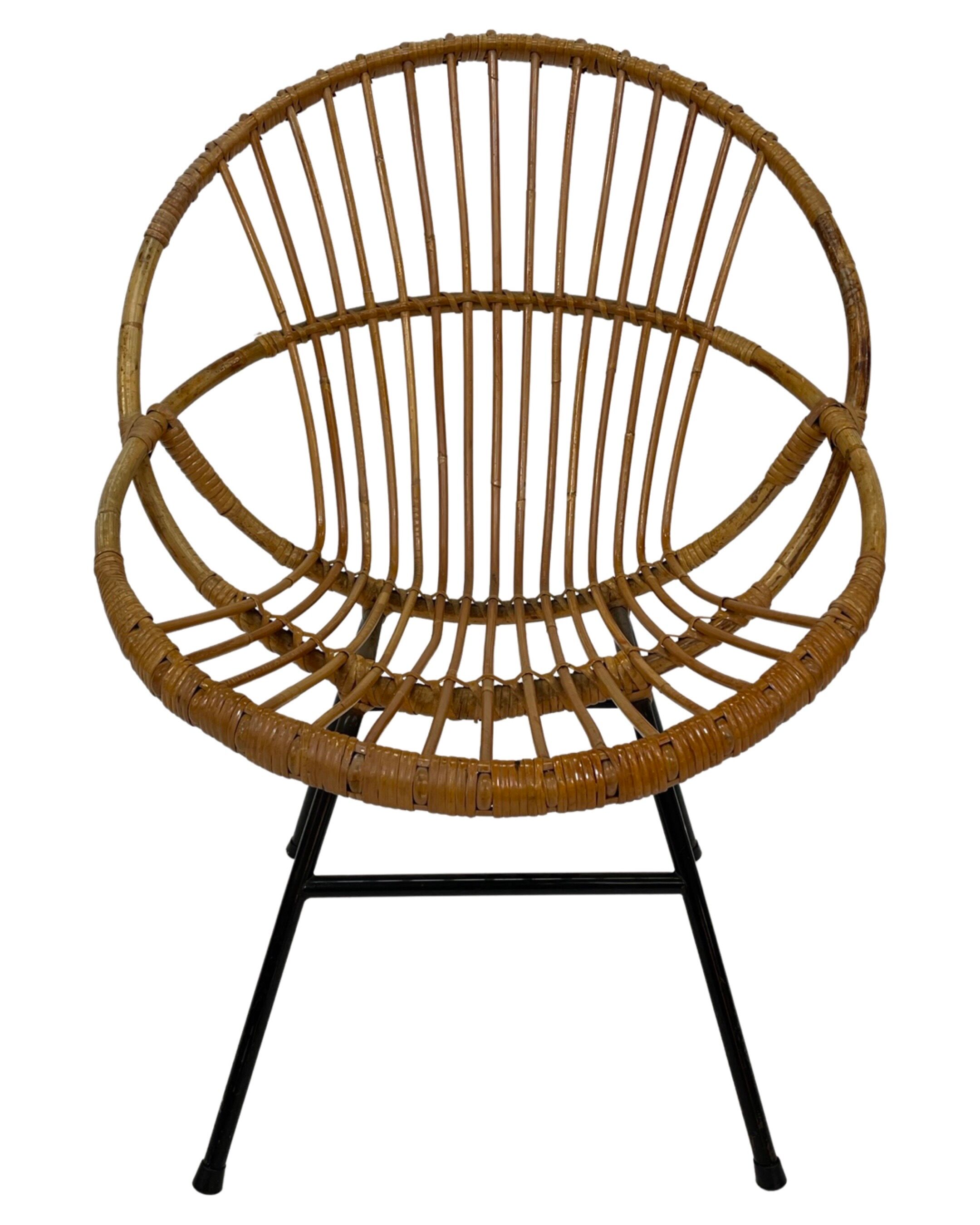 Vintage rattan chair by Dirk van Sliedregt Rohe Noordwolde 1960 in the Netherlands