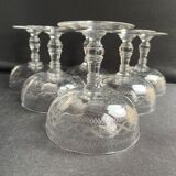 8 coupes à champagne en cristal guilloché - art nouveau