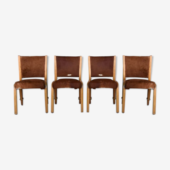 Série de 4 chaises Von Bode édition Steiner cuir de poulain