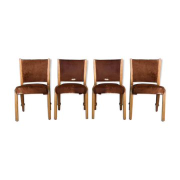 Série de 4 chaises Von Bode édition Steiner cuir de poulain