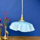 Suspension abat-jour vintage en opaline bleue