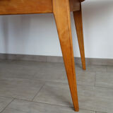 Table bois lino vert années 60