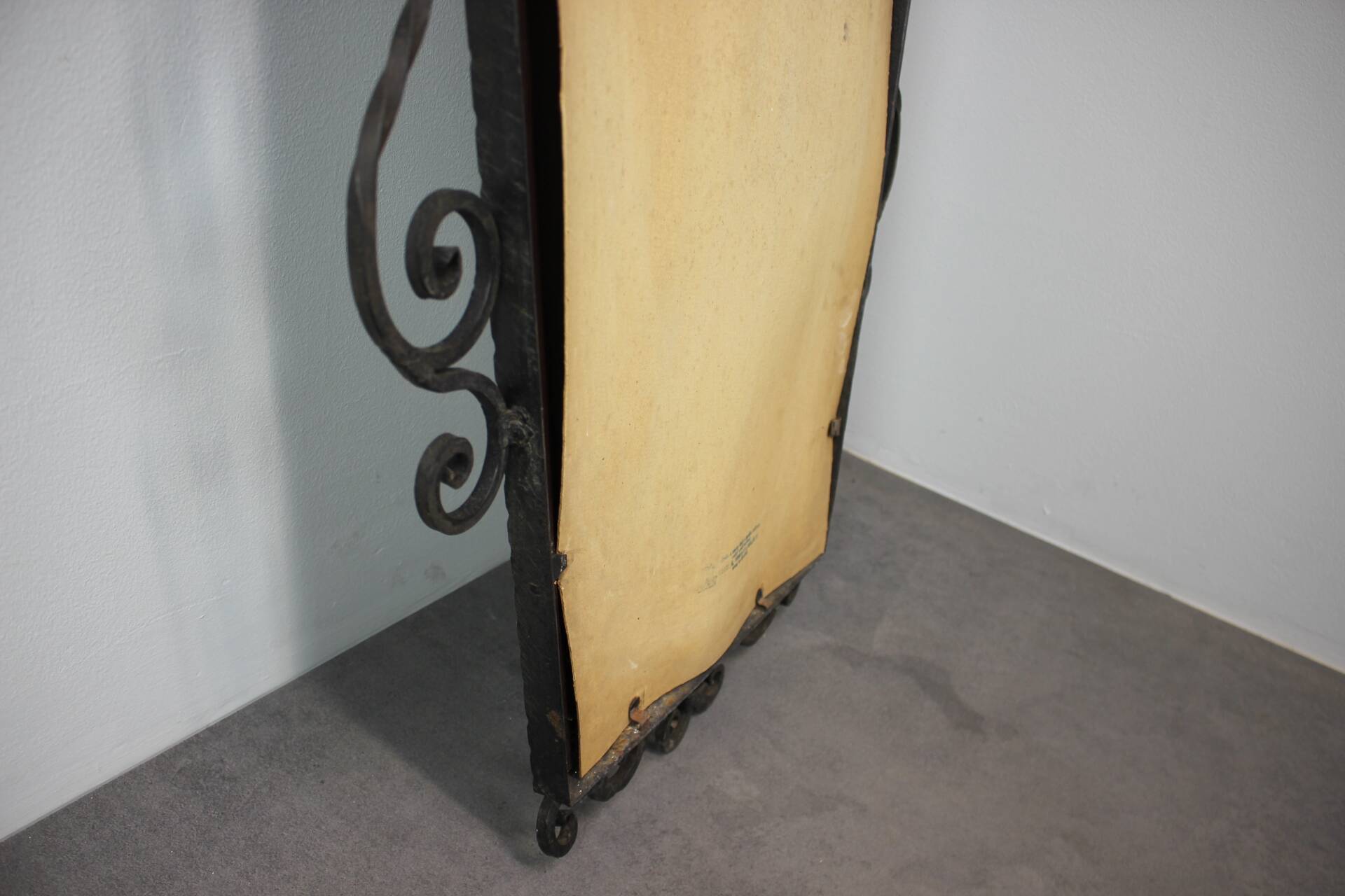 Ornamental wrought iron mirror MOKO Prague, Czechoslovakia, mid-20th century