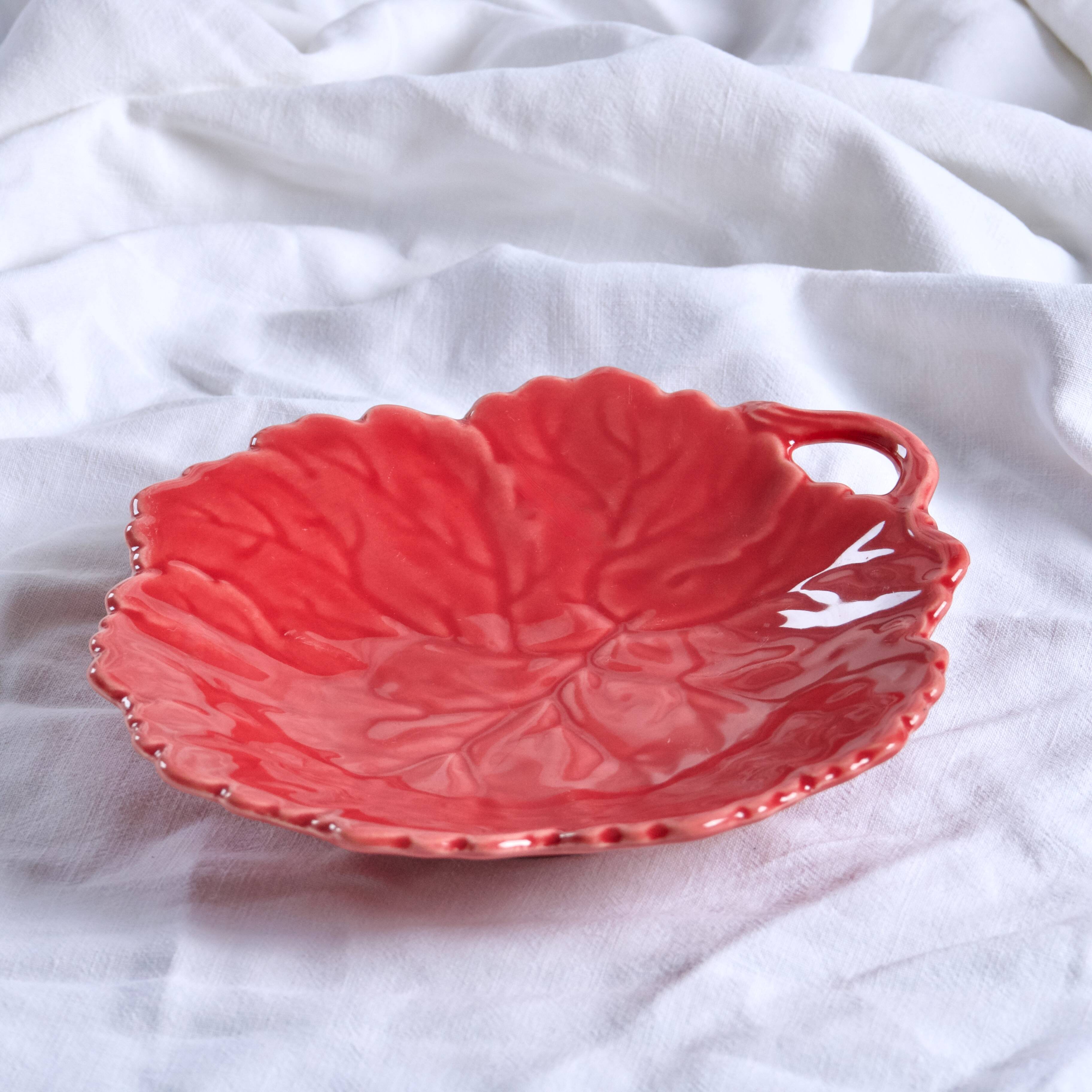 Old Lunéville slip pocket emptier with red leaf