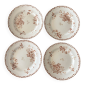 4 assiettes plates ancienne Hte boulenger et cie en terre de fer sépia modèle Lucie