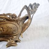 French Art Nouveau bronze planter decorated with a female mermaid