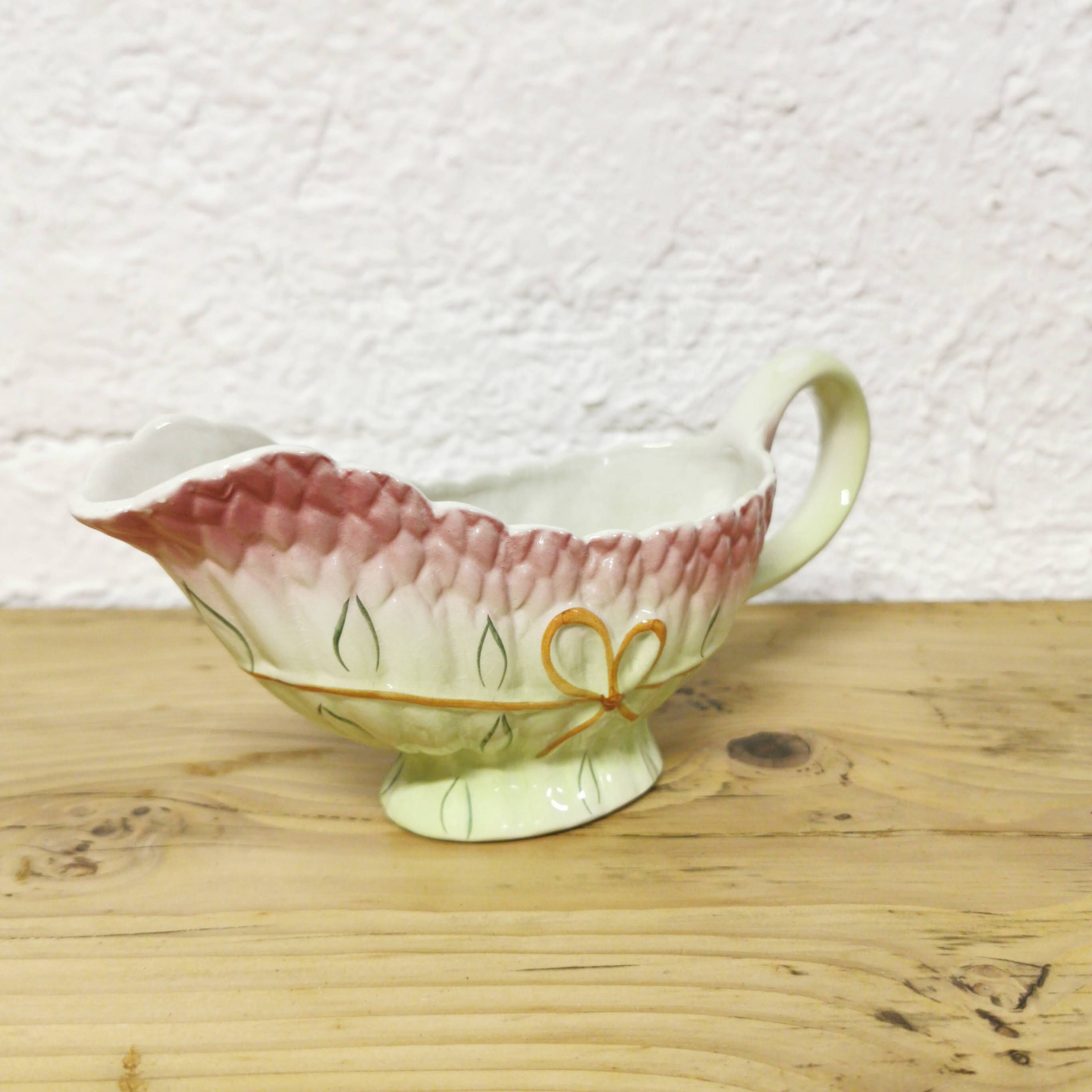 Vintage asparagus motif slipware sauceboat