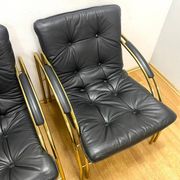 Vintage Leather and Metal Armchairs, 1990s, Set of 2