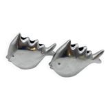 Pair of “Fish” vases / Cast aluminum – 1980s
