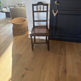 Lot of 4 solid oak chairs with caning in the Henri II style.