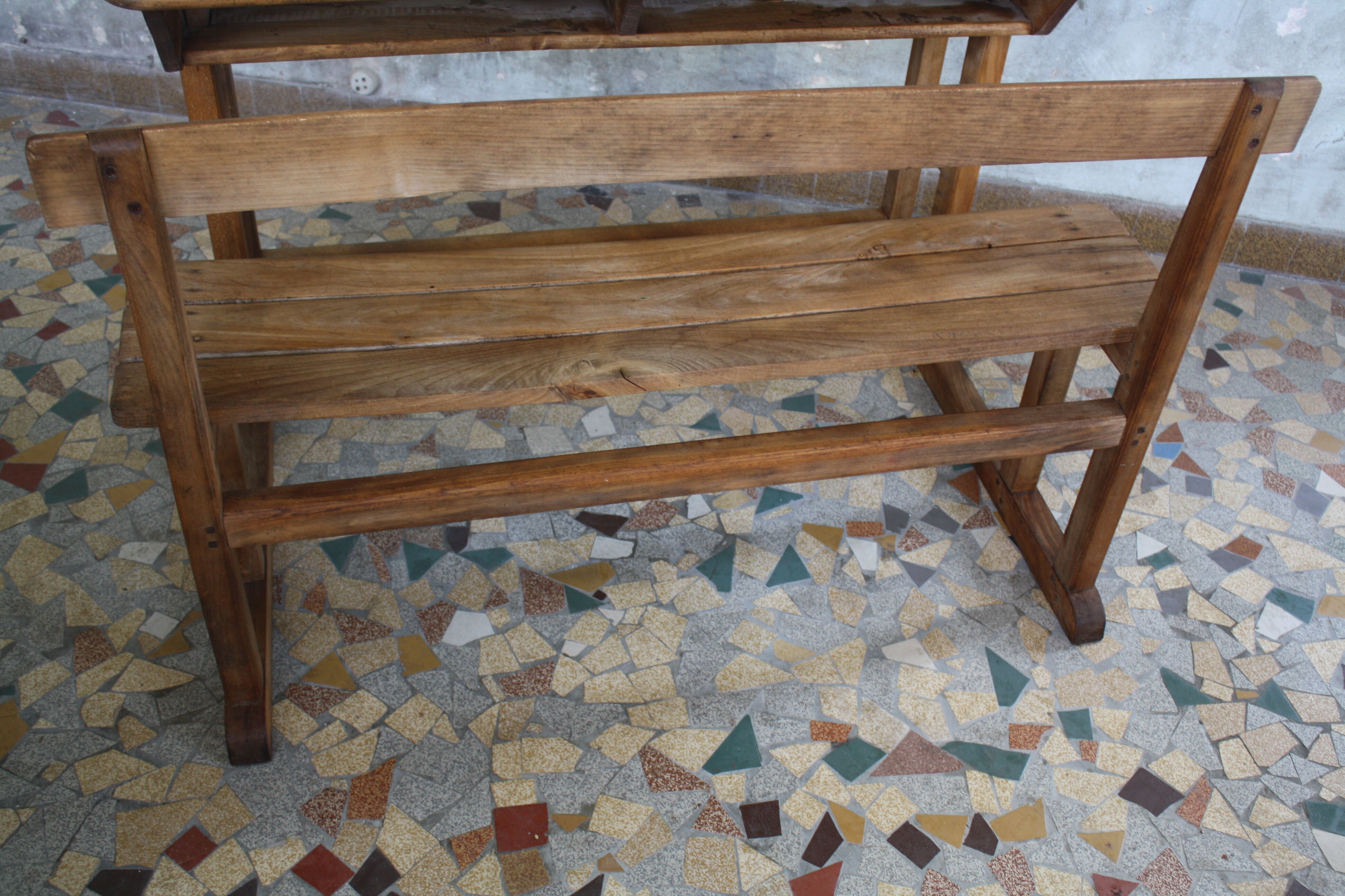 School desk wood 2 places