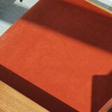 Armchair in solid oak velvet terracota