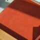 Armchair in solid oak velvet terracota
