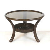 Vintage manou rattan set of 2 armchairs and table with glass top made in the 1970s