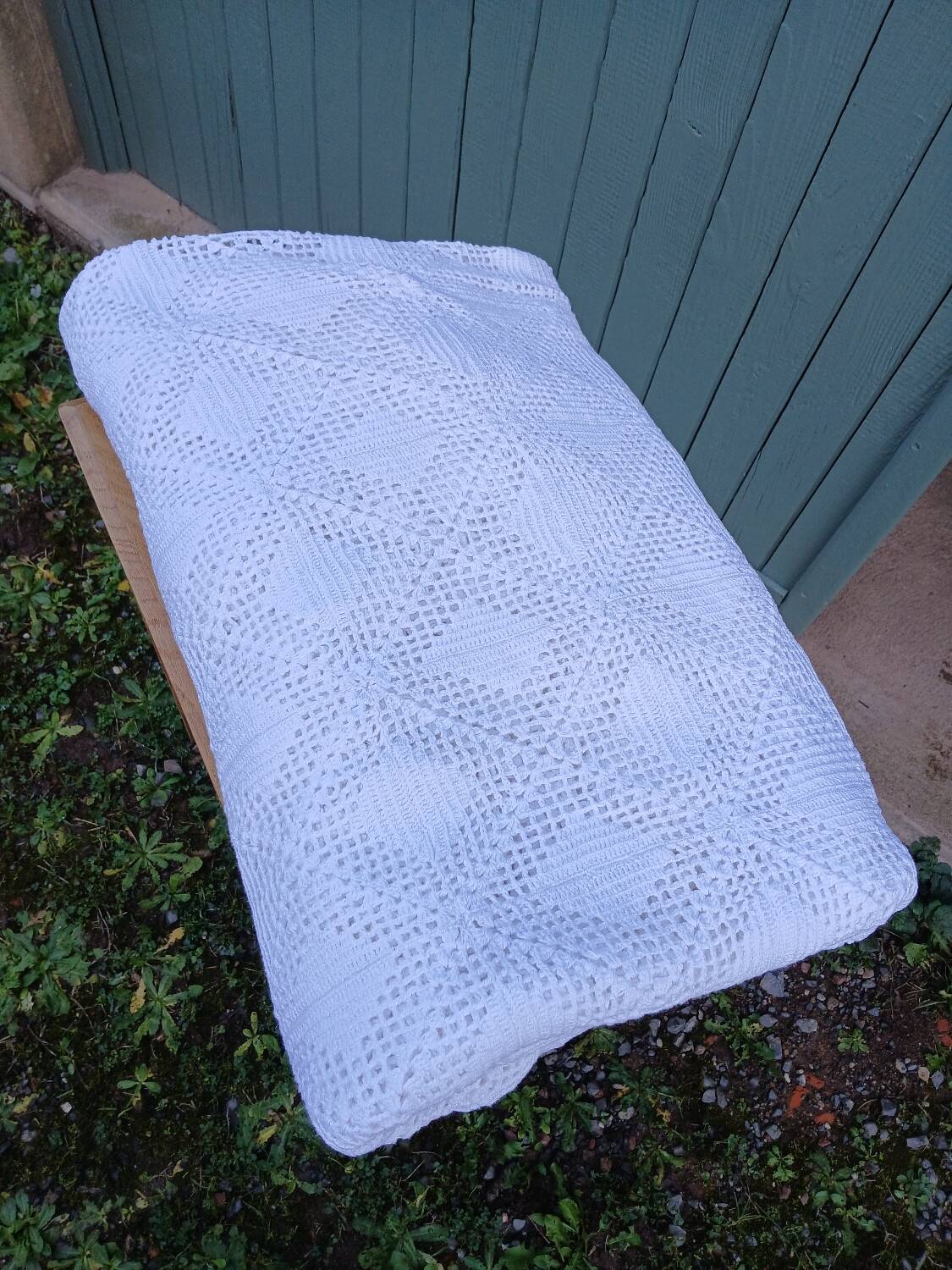 Handmade crochet antique bedspread