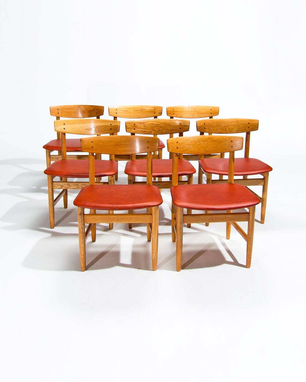 Set of 8 Mid Century Dining Chairs by Borge Mogensen, Swedish Design 1950’s