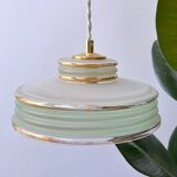 Pendant light in green granite glass with dome from the 1930s - 4 copies in stock