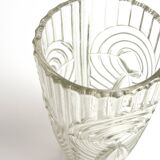 Vintage vase in carved glass with geometric motifs 70s