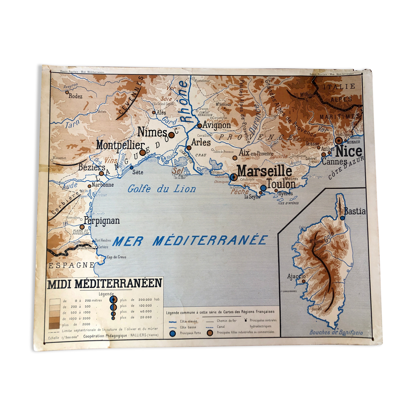 Map old region Marseille and Bordeaux