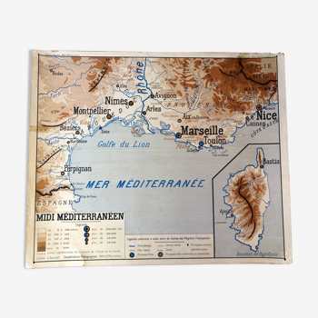 Carte ancienne région Marseille et Bordeaux