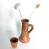 Bougeoir et vase en grès