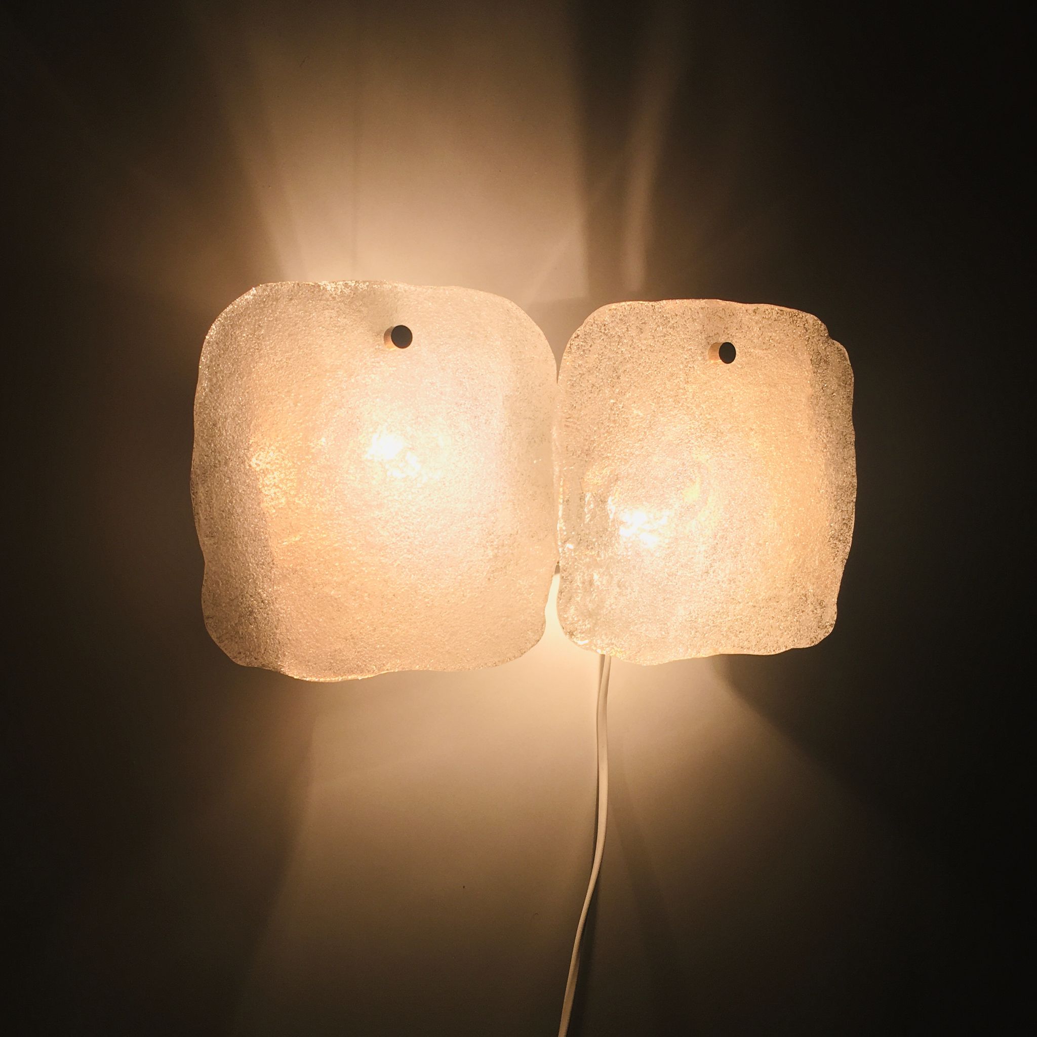 Paire of Murano glass and brass wall light by J. T. Kalmar, Austria, 1960s