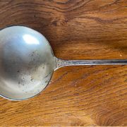 Old SFAM Goldsmith's Ladle Silver Plated Metal 12G Leaf Decor #B342