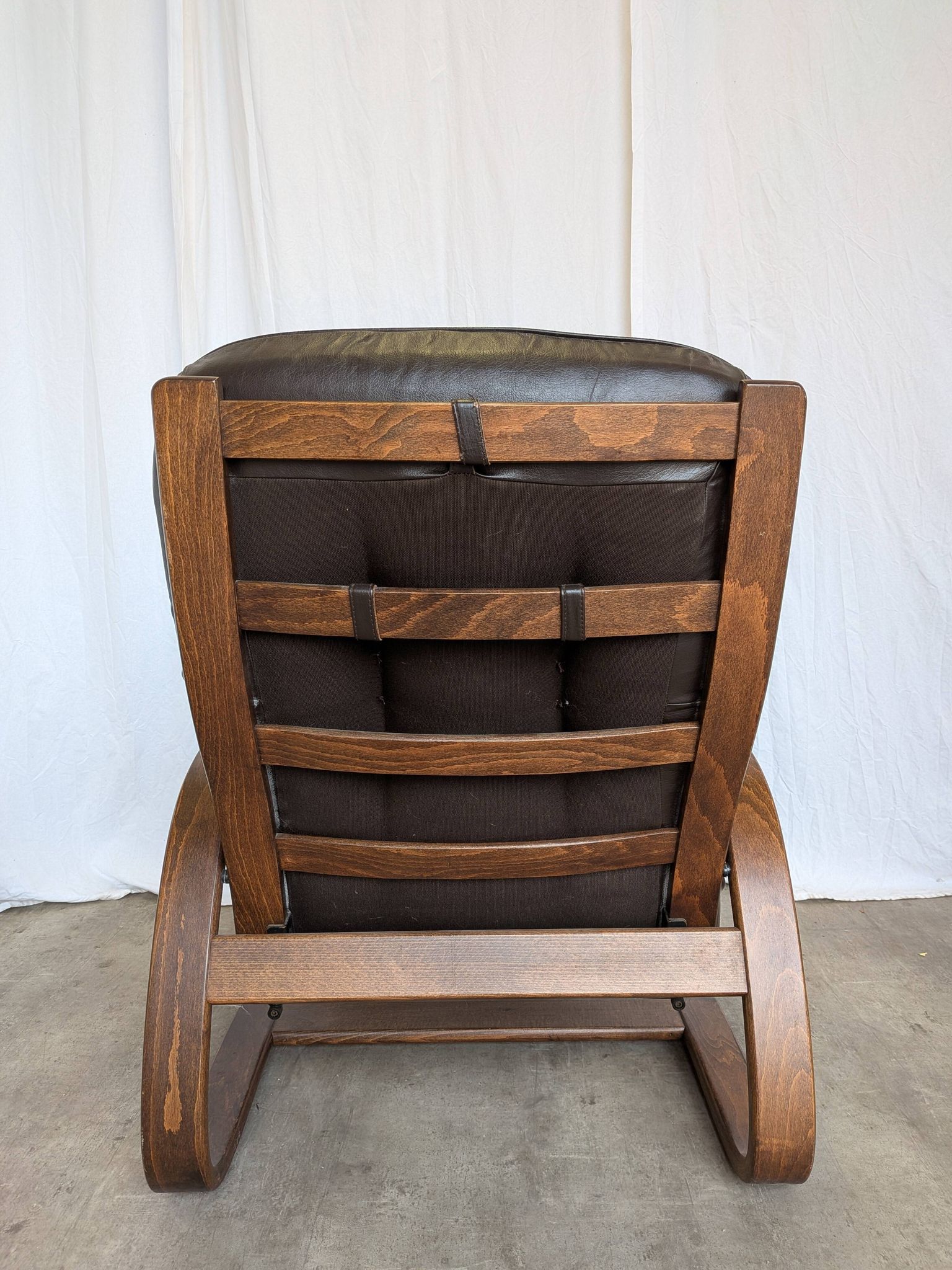 Vintage Panther Lounge Chair with Ottoman / Brown Leather Recliner Armchair
