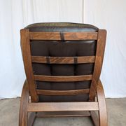Vintage Panther Lounge Chair with Ottoman / Brown Leather Recliner Armchair