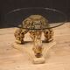 Italian lacquered and gilded round coffee table with glass top
