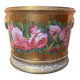 Cache-pot porcelain from Paris, rose decoration on a golden background, Empire style.