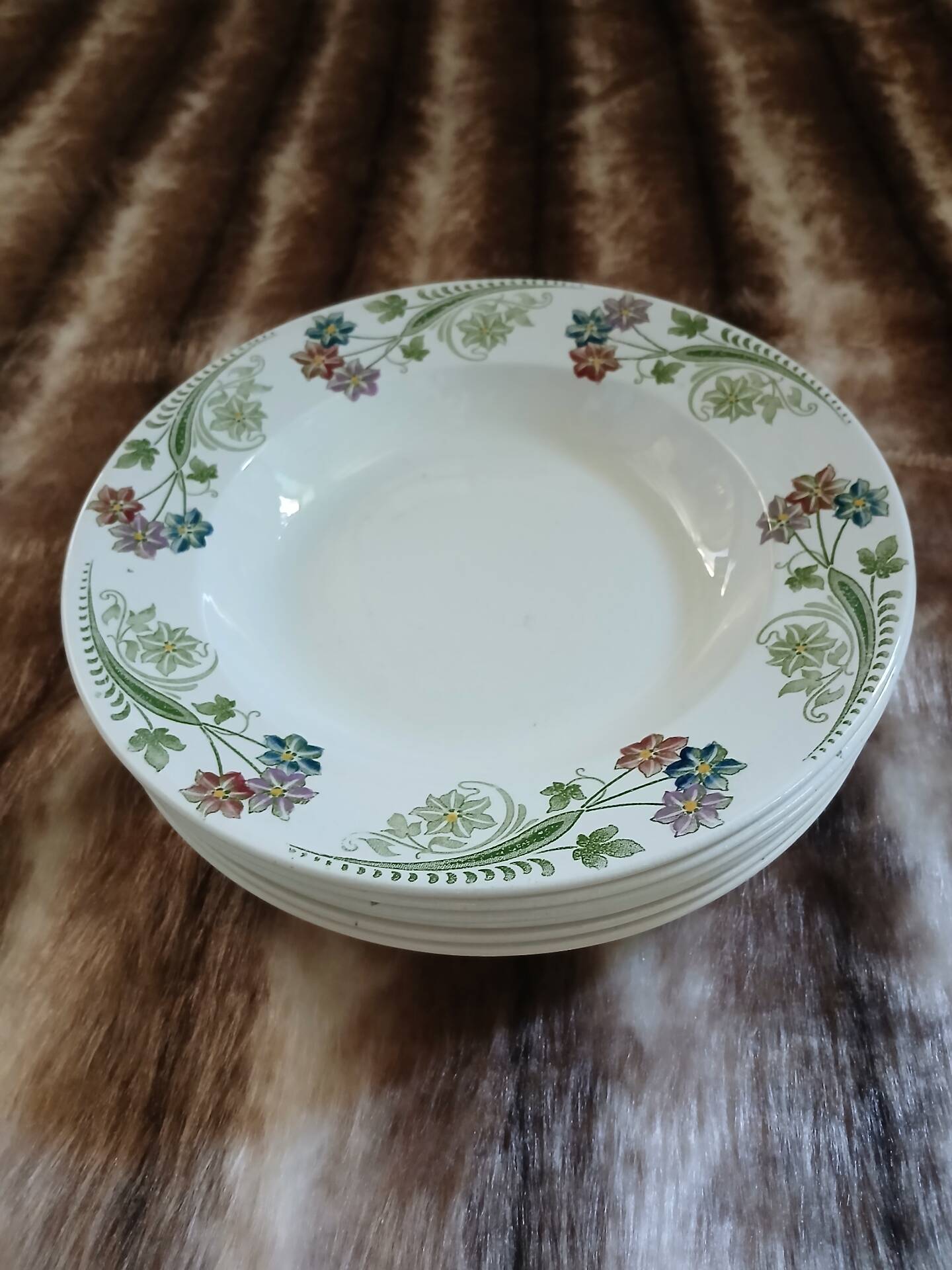 6 antique deep plates U&C Sarreguemines