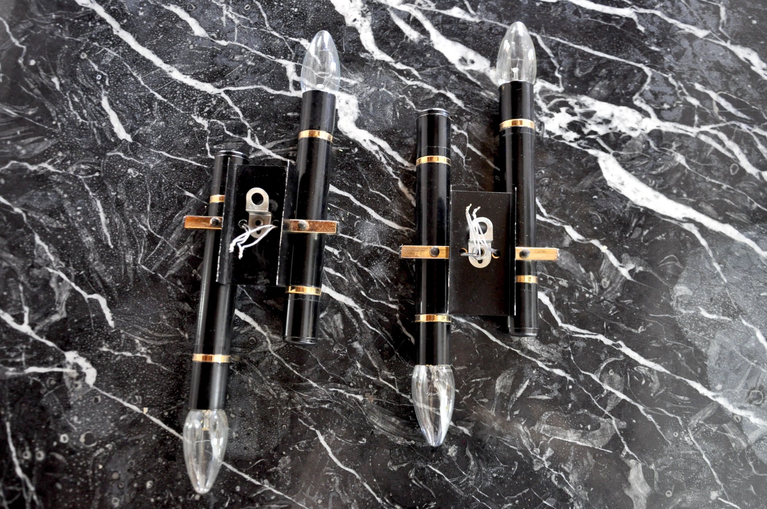 Pair of tubular wall lamps from Sciolari, Italy, 1970