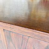 Large vintage chest of drawers with four drawers and one door in oak, circa 1960s