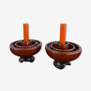 Set of 2 ceramic candle holders