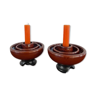 Set of 2 ceramic candle holders